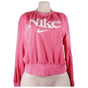 Nike Women's Pink White Sportswear Trend Crew Neck Pullover Sweatshirt Size M